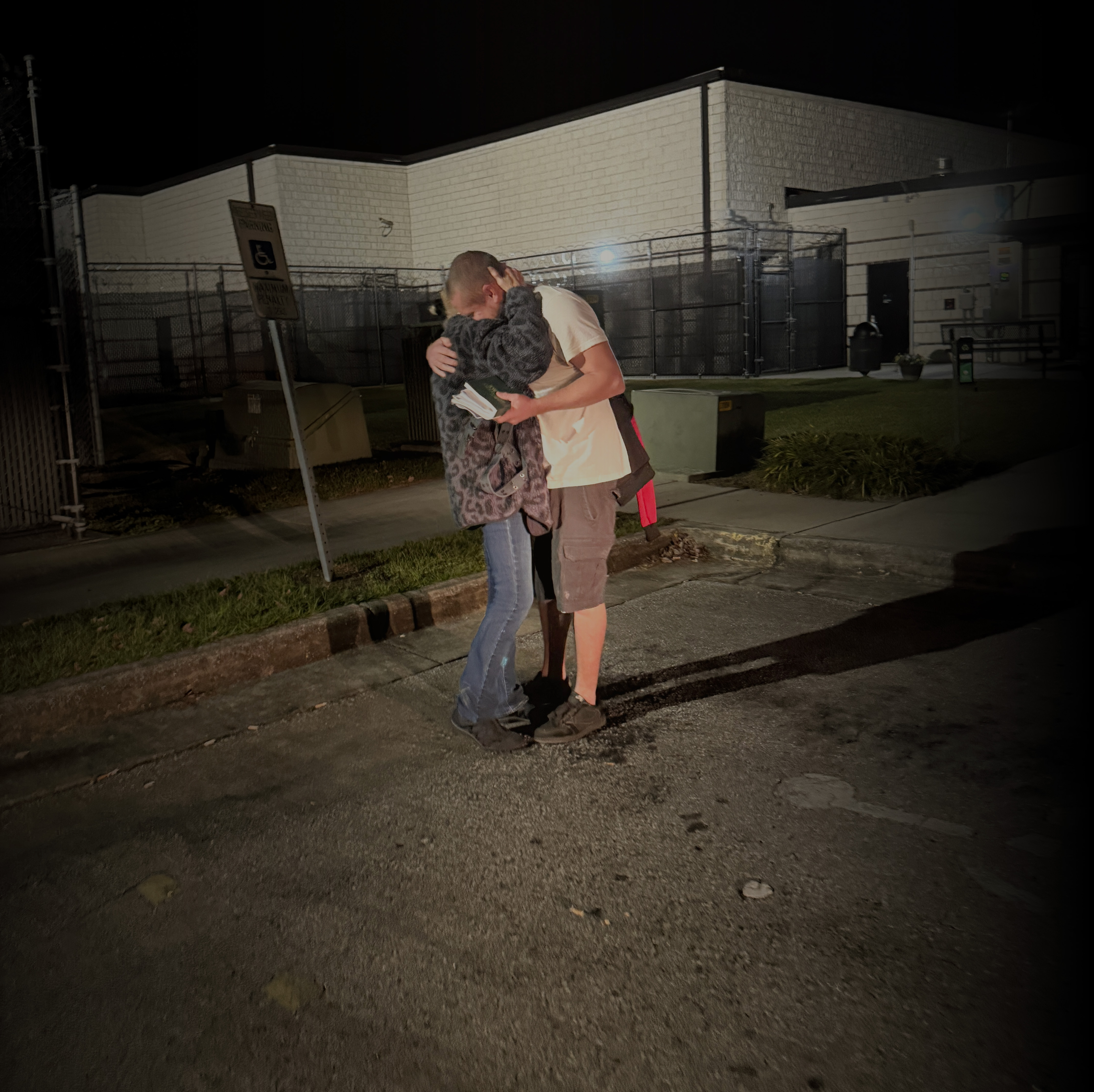 Release from jail is an emotional experience - we love parking lot reunions!